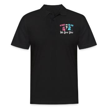 Pink oder Blau Wir lieben dich - Gender Reveal - Männer Poloshirt - Schwarz - Vorne - Kai (181cm)