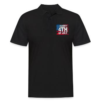 Happy 4th of July with American Flag - Men's Polo Shirt - black - Front - Kai (181cm)