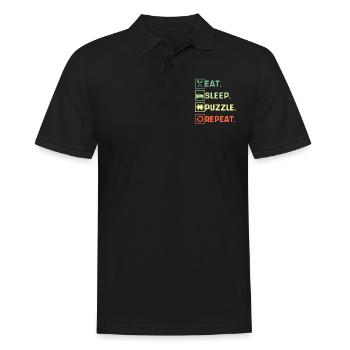 Eat Sleep Puzzle Repeat Puzzle Bild Spiel - Männer Poloshirt - Schwarz - Vorne - Kai (181cm)