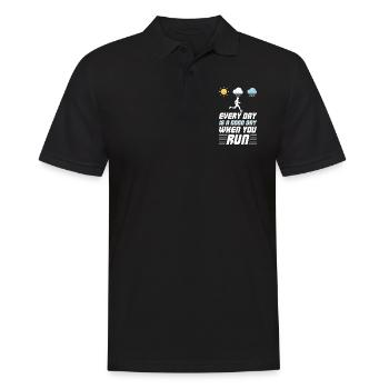 Jeder Tag ist ein guter Tag, wenn du läufst - - Männer Poloshirt - Schwarz - Vorne - Kai (181cm)