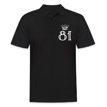 81 Zahl Krone - Männer Poloshirt - Schwarz - Vorne - Kai (181cm)