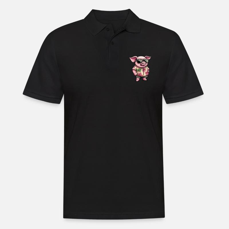 Schwein Comic Lustig Sommer - Männer Poloshirt - Schwarz