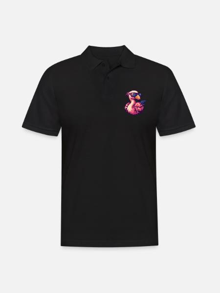 Flamingo Comic Funny Summer - Men's Polo Shirt - black