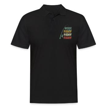 Here Fishy Fishy Fishy Vintage Retro - Men's Polo Shirt - black - Front - Kai (181cm)
