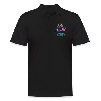 Retro Vintage Classic Horse Racing Equestrian - Männer Poloshirt - Schwarz - Vorne - Kai (181cm)
