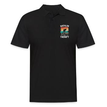Le biathlon rétro est ma thérapie Biathlète - Polo Homme - noir - Devant - Kai (181cm)