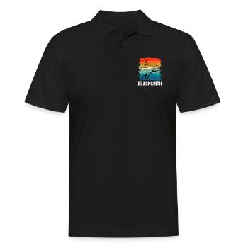 Retro Vintage Classic Blacksmith Blacksmithing - Männer Poloshirt - Schwarz - Vorne - Kai (181cm)