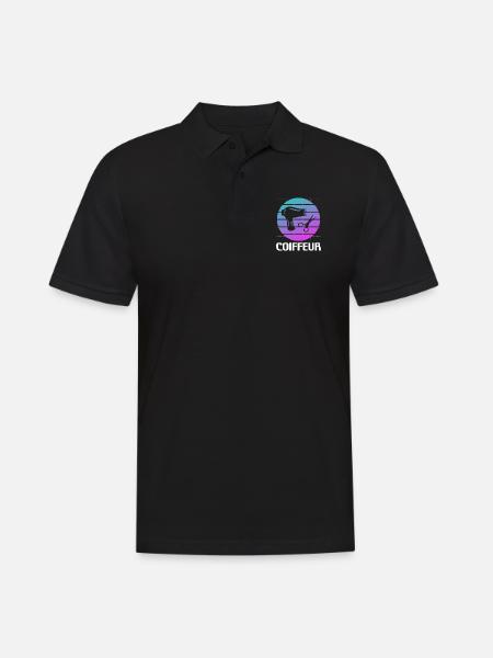 Retro Coiffeur Coiffure - Polo Homme - noir
