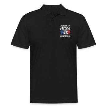 Je Suis Un Papa Policier Comme Un Papa Normal - Männer Poloshirt - Schwarz - Vorne - Kai (181cm)