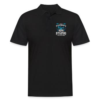 I Am A Plumber's Son I Can't Fix Stupid But I Can - Men's Polo Shirt - black - Front - Kai (181cm)