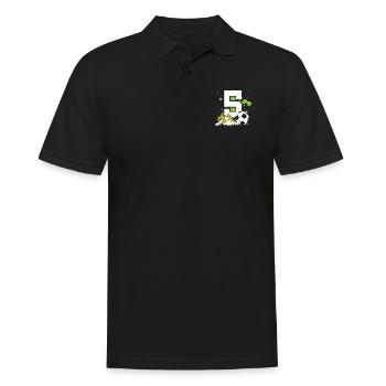 Football Birthday 5 Years Old Young Children - Men's Polo Shirt - black - Front - Kai (181cm)