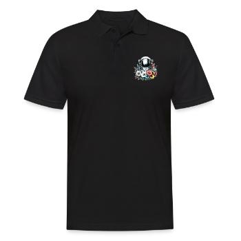 Astronaut Floral Spaceman Science Space Blume - Männer Poloshirt - Schwarz - Vorne - Kai (181cm)