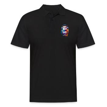 Colorful Splash Art Barn Owl Owls - Men's Polo Shirt - black - Front - Kai (181cm)