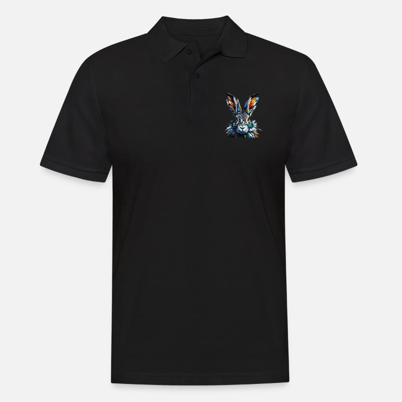 Polygon Art Jackrabbit Jackrabbits - Männer Poloshirt - Schwarz