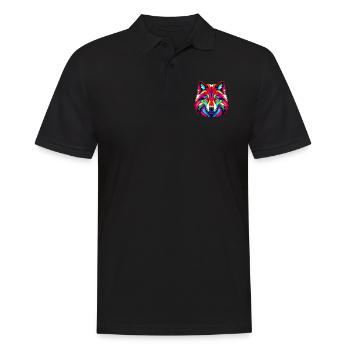 Colorful Pop Art Red Wolf Lover Wolves - Men's Polo Shirt - black - Front - Kai (181cm)