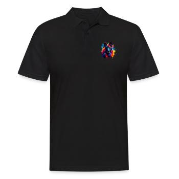 Bunte Splash Art Belgischer Schäferhund Groenendael - Männer Poloshirt - Schwarz - Vorne - Kai (181cm)