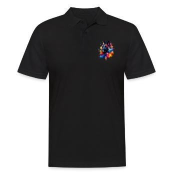 Bunte Splash Art Belgischer Schäferhund Groenendael - Männer Poloshirt - Schwarz - Vorne - Kai (181cm)