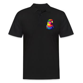 Bunte Pop-Art-Turteltauben-Vogelbeobachtung - Männer Poloshirt - Schwarz - Vorne - Kai (181cm)