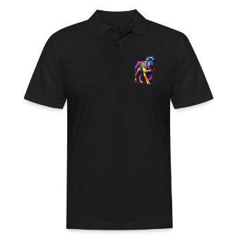 Bunte Pop Art Cane Corso Italienischer Mastiff - Männer Poloshirt - Schwarz - Vorne - Kai (181cm)