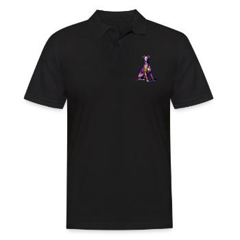 Bunte Pop Art Italienisch Windhund Italienisch - Männer Poloshirt - Schwarz - Vorne - Kai (181cm)