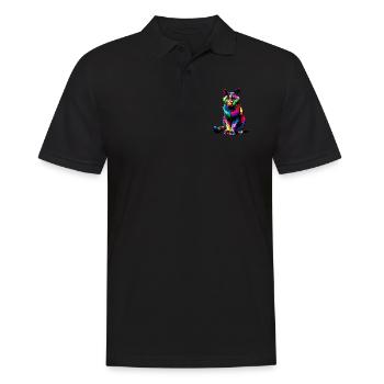 Pop Art coloré Colorpoint Shorthair - Polo Homme - noir - Devant - Kai (181cm)
