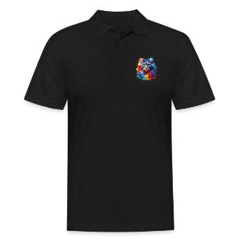 Bunte Splash Art American Curl - Männer Poloshirt - Schwarz - Vorne - Kai (181cm)