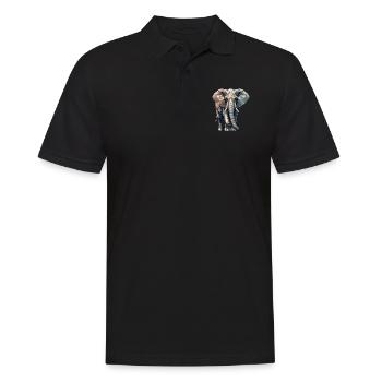 Geometric Art Elephant Elephants Wildlife Safari - Men's Polo Shirt - black - Front - Kai (181cm)
