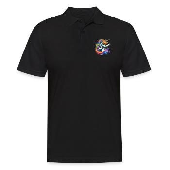 Regenbogen Einhorn mit Sonnenbrille Comic Kunst - Männer Poloshirt - Schwarz - Vorne - Kai (181cm)