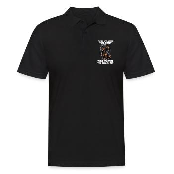 Dackelhund Zuerst stehlen wir dein Herz - Männer Poloshirt - Schwarz - Vorne - Kai (181cm)