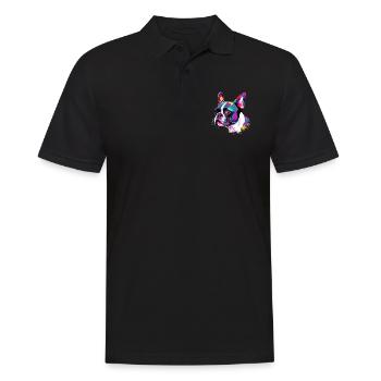 Boston Terrier Bunt - Männer Poloshirt - Schwarz - Vorne - Kai (181cm)