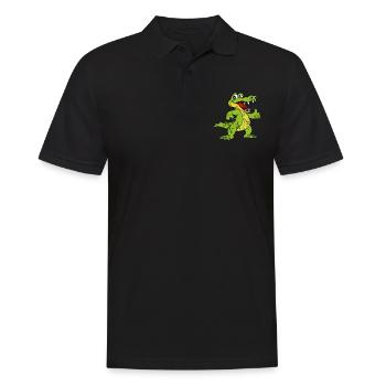 Retro Vintage Grunge Style Krokodil Alligator - Männer Poloshirt - Schwarz - Vorne - Kai (181cm)