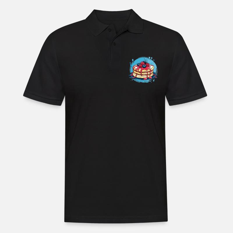 Pancakes mit Beeren - Männer Poloshirt - Schwarz
