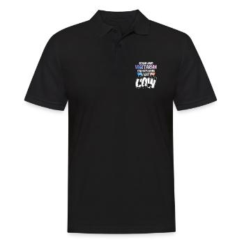 Second Hand Vegetarian Cow Eats Grass For - Men's Polo Shirt - black - Front - Kai (181cm)