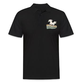Cheval blanc style peinture réaliste dans un pré - Polo Homme - noir - Devant - Kai (181cm)