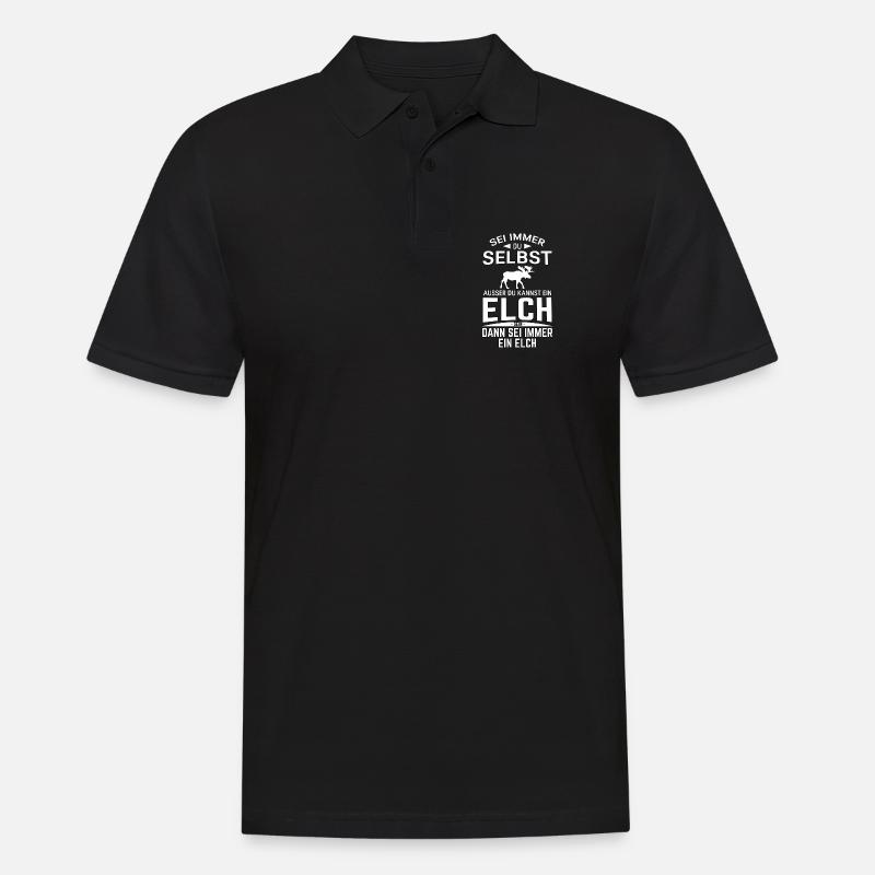 Sei immer du selbst Spruch Elch Lustig - Männer Poloshirt - Schwarz