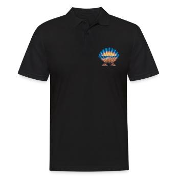 Muschel Strand Szene Serene Ozean Landschaft - Männer Poloshirt - Schwarz - Vorne - Kai (181cm)