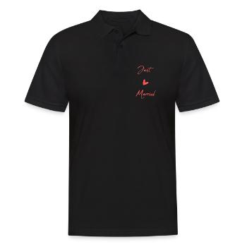 GERADE VERHEIRATET. Junggesellinnenabschied. VALENTINSTAG. PAAR - Männer Poloshirt - Schwarz - Vorne - Kai (181cm)