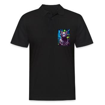 Techno Cat In Japan Neon City - Männer Poloshirt - Schwarz - Vorne - Kai (181cm)
