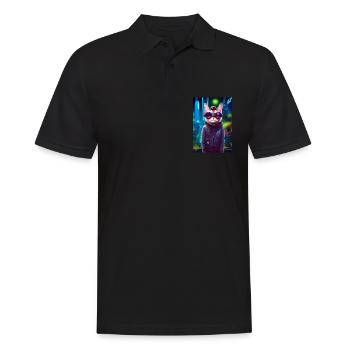 Techno Cat In Japan Neon City - Männer Poloshirt - Schwarz - Vorne - Kai (181cm)