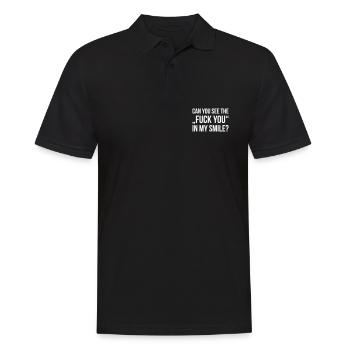 CAN YOU SEE THE FUCK YOU IN MY SMILE - Männer Poloshirt - Schwarz - Vorne - Kai (181cm)
