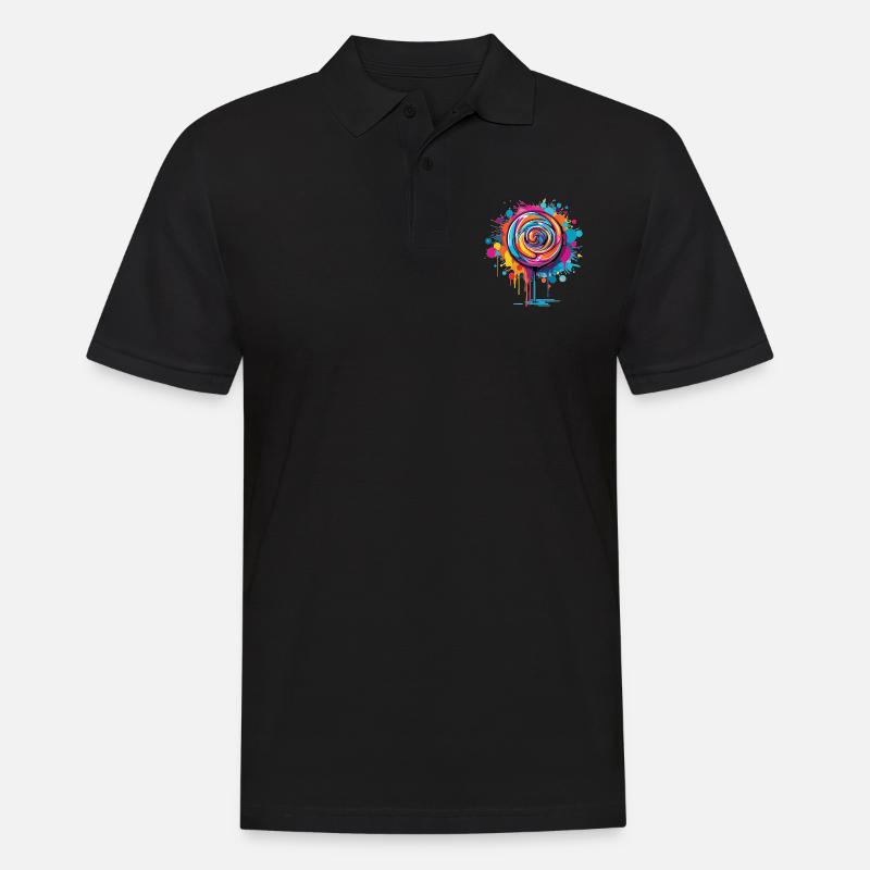 Bunte Lutscher Kunst - Männer Poloshirt - Schwarz