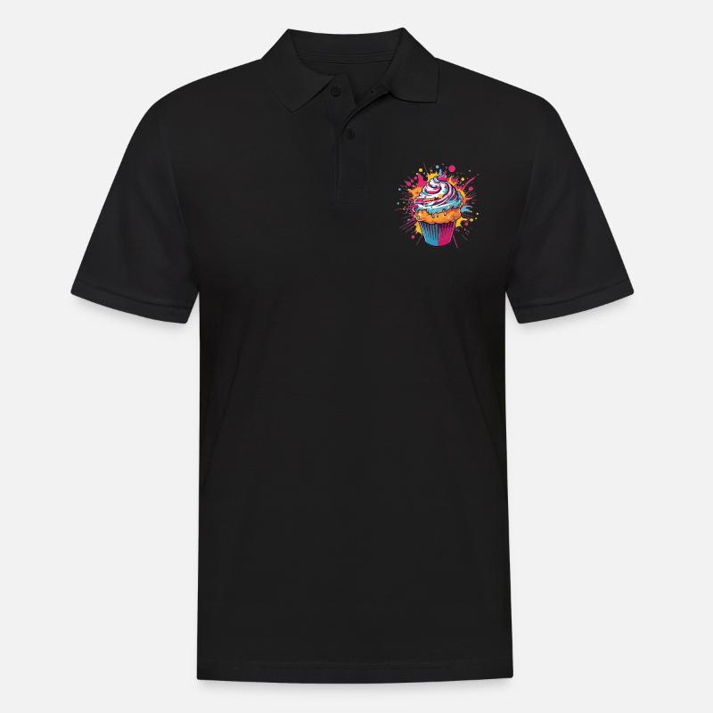 Farbexplosion Cupcake - Männer Poloshirt - Schwarz
