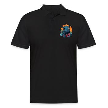Bébé hippopotame à l’hibiscus - Polo Homme - noir - Devant - Kai (181cm)
