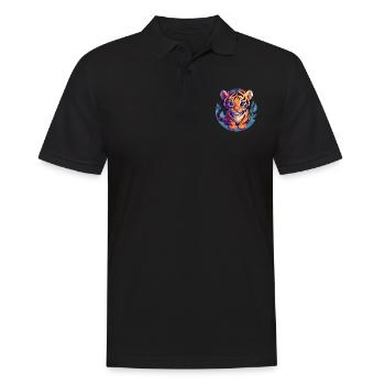 Tigre mignon avec de grands yeux - Polo Homme - noir - Devant - Kai (181cm)