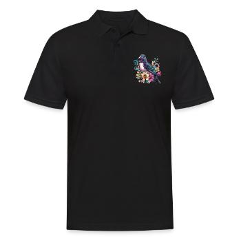 Farbenfrohe Taube mit Blumen - Männer Poloshirt - Schwarz - Vorne - Kai (181cm)