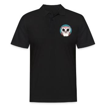 Große Augen Eule - Männer Poloshirt - Schwarz - Vorne - Kai (181cm)