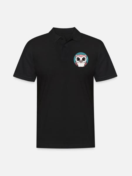 Big Eyes Owl - Men's Polo Shirt - black