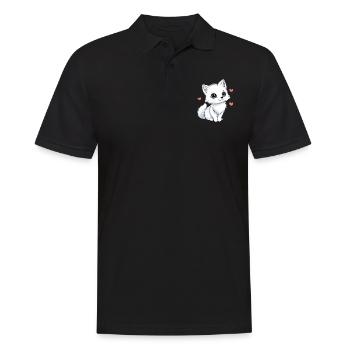 Weißer Fuchs mit Herzen - Männer Poloshirt - Schwarz - Vorne - Kai (181cm)