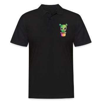 Kaktus mit buntem Topf - Männer Poloshirt - Schwarz - Vorne - Kai (181cm)