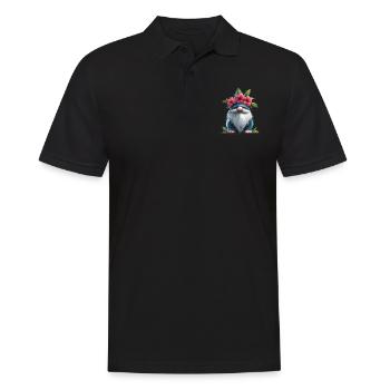 Wichtel mit Blumenhut - Männer Poloshirt - Schwarz - Vorne - Kai (181cm)